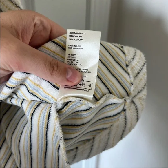 Free People Cream Striped Mini Dress with Blue Trim - Picture 9 of 10